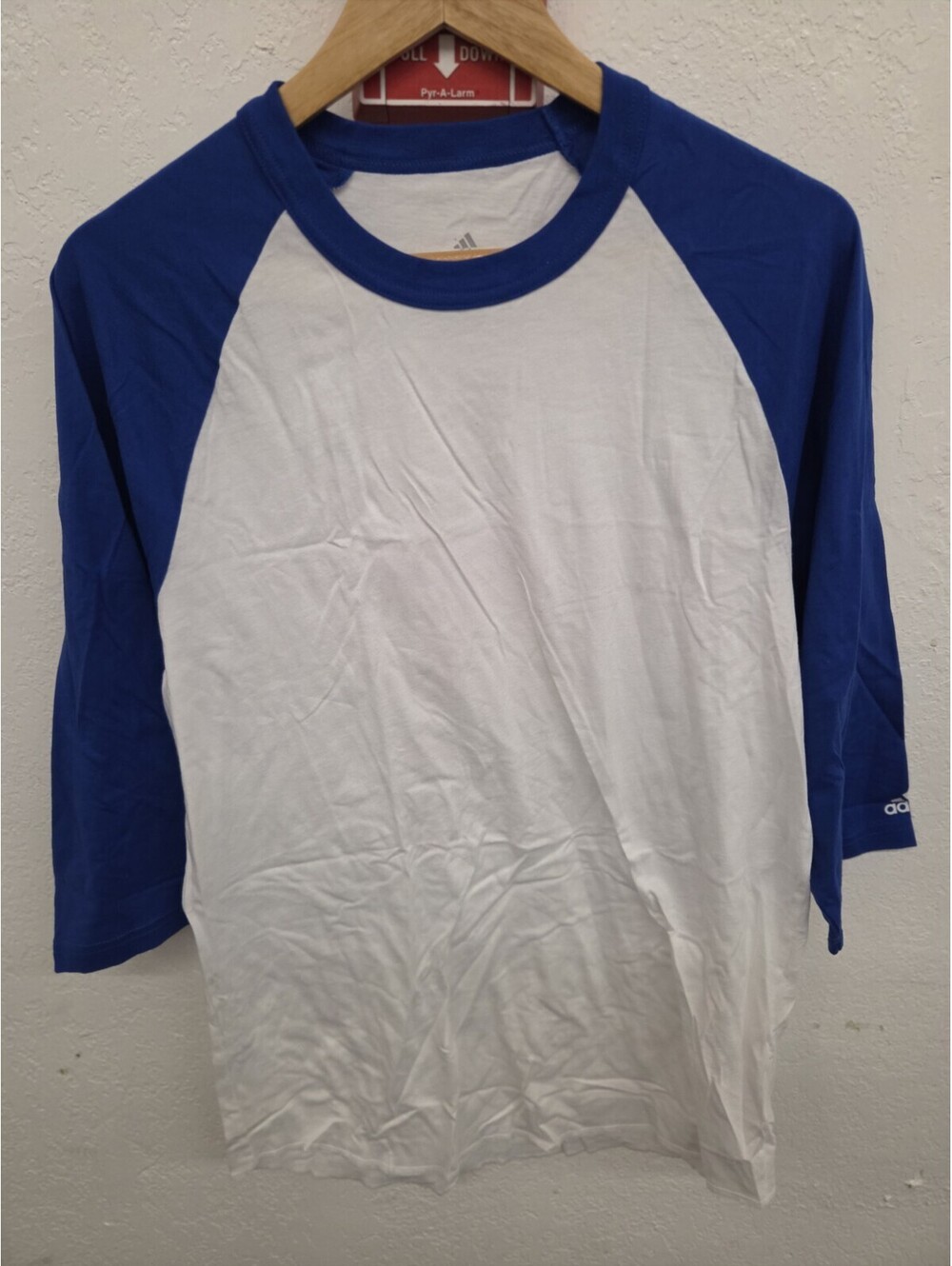 Adidas white and blue shirt size medium